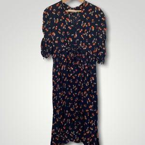 ‘Angel’ Vintage Style Cherry Patterned Navy Dress